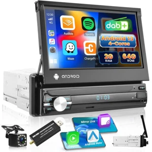 7" Android 13 Autoradio GPS Navi Bluetooth DAB+ 1 DIN RDS FM WIFI CarPlay 2+64GB - Bild 1 von 19