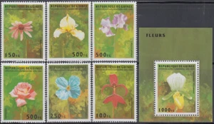 GUINEA Sc# 1312-8 CPL MNH SET of 6 plus S/S DIFFERENT FLOWERS - Picture 1 of 1