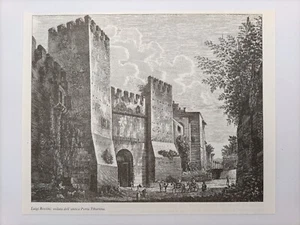 Clipping Illustrazione Roma Luigi Rossini Veduta Antica Porta Tiburtina - Picture 1 of 1