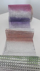 ! SALE ! 24 ROWS SILVER MULTICOLOUR DIAMONTE SPARKLY EFFECT RIBBON, Half Meter - Picture 1 of 1
