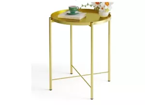 Fixwal Metal Side Table Gold End Table for Small Spaces Round Accent (1006) - Picture 1 of 6
