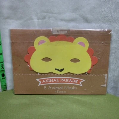 ANIMAL PARADE paper 8 eight Animal Masks NWT giraffe & elephant 2013 zebra UK - Image 1 of 4