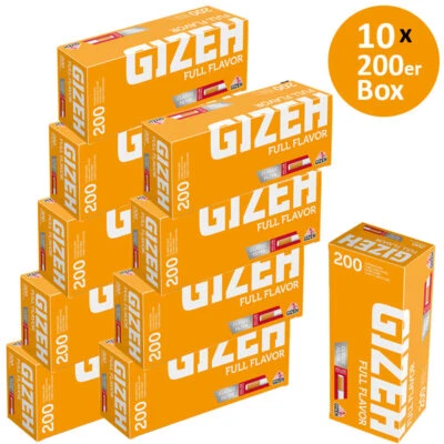 2000 Stück GIZEH Full Flavor Filterhülsen (10x200) Gelb Zigarettenhülsen Hülsen - Bild 1 von 2