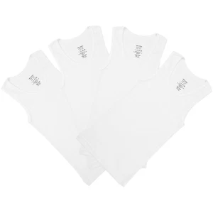 T-Cotton 4 Pack White Boys Scoop Neck Undershirt 100% Cotton Tank Top - Picture 1 of 4