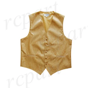 Nuevo Chaleco Esmoquin Paisley Para Hombre Chaleco Solo Baile de graduación Dorado Formal Boda - Imagen 1 de 3