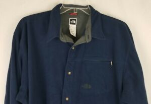 North Face Mens Shirt Jacket Shacket Dark Blue Fleece XL Button Up Buttery Soft