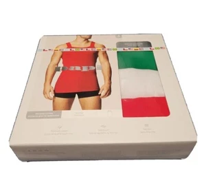 Papi 3-Pack Premium Cotton Modern Square Neck Tank Style, Sz L, Green/White/Red - Picture 1 of 3