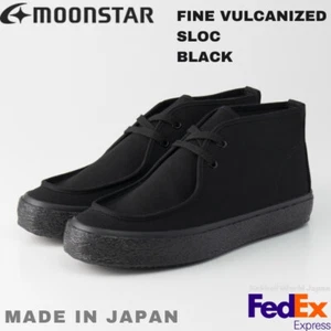 MOONSTAR shoes FINE VULCANIZED SLOC BLACK Kurume Made in Japan UNISEX NEW! - Picture 1 of 10