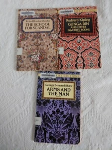 Lot 3 Dover Thrift Edition Classic Books Arms & Man School Scandal Gunga Din - Bild 1 von 15