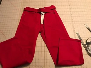 NWT PJ Marks Red Straight Fit Pants W/ Belt cotton Men's - Picture 1 of 9