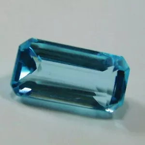 6.05 Ct Natural Baguette Cut Ocean Blue Aquamarine CERTIFIED Loose Gemstone A++ - Picture 1 of 6