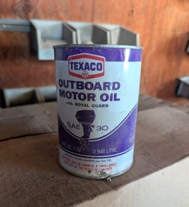 Texaco SAE 30 Outboard Motor Oil w Royal Guard Quart Can FULL Vintage Stock 32oz - Picture 1 of 11