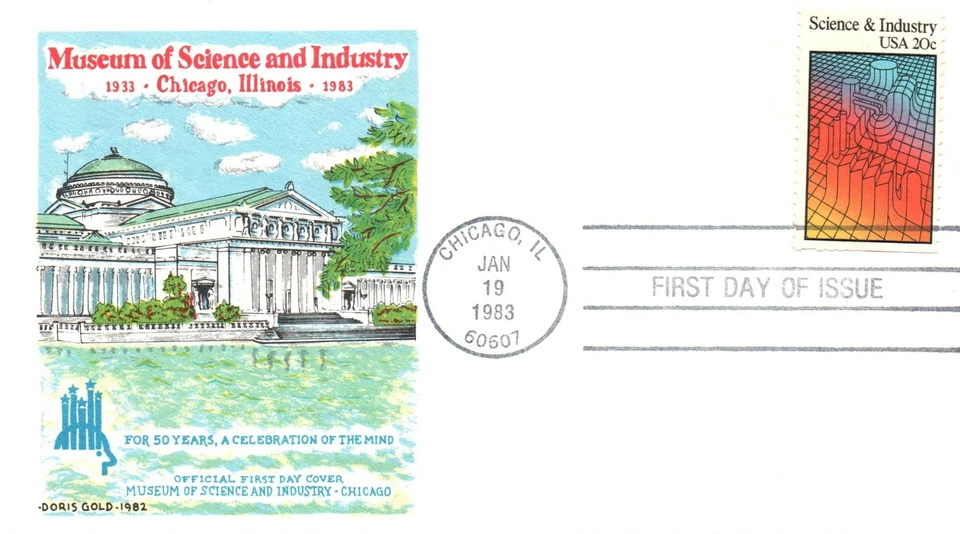 1983 FDC - Museum of Science & Industry - Better Cachet - F25122 - Image 1 of 2
