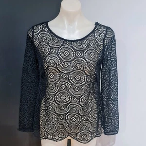 Women's size 2 'KOOKAI' Gorgeous black lace long sleeve top - EUC - Picture 1 of 6