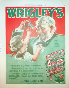Original 1918 Wrigley's Ad: Man and Little Girl