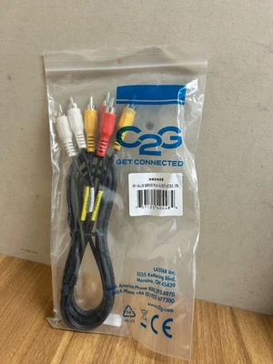 Cable de video compuesto + audio estéreo C2G 40448 negro 6 pies NUEVO en paquete   Foto 1 de 3