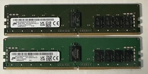 32GB Micron 2 x 16GB 2RX8 DDR4-3200 ECC REG Server Ram MTA18ASF2G72PDZ-3G2R - Afbeelding 1 van 2