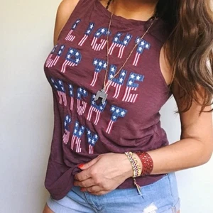 Lucky Brand Buckle Patriotic Light Up The Night Sky Tank Top Damen XL Burgundy - Bild 1 von 9