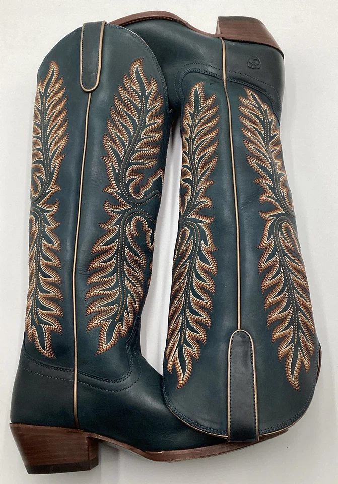 Ariat Belle Mujer 18" Cuero Punta R Bota Western Azul Talla 7 B Foto 1 de 4