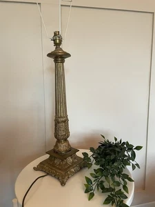 Neoclassical Brass Column Lamp Regency Corinthian Antique Edwardian Vibe - Picture 1 of 9