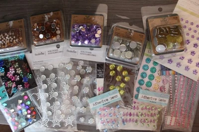 Nuevo álbum de recortes pegatinas adornos gemas pedrería rosa azul verde púrpura Foto 1 de 4