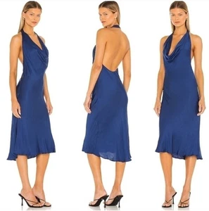 Young Fabulous & Broke Rebel Satén Halter Vestido Joya Azul Midi Pullover Talla L - Imagen 1 de 24