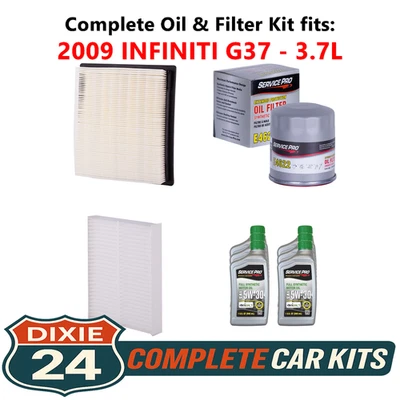 2009 INFINITI G37 3.7L Complete Cabin, Air & Oil Filter Kit (5W-30) Foto 1 de 4