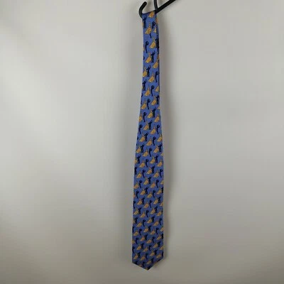 Corbata de lujo Bally 100% seda azul baile hombre mujer patrón Foto 1 de 4