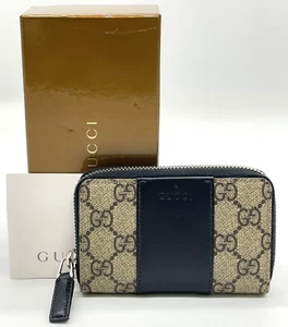 Auth GUCCI GG Supreme PVC Black 4512422184 Coin Case W/Box NS041454 - Picture 1 of 16