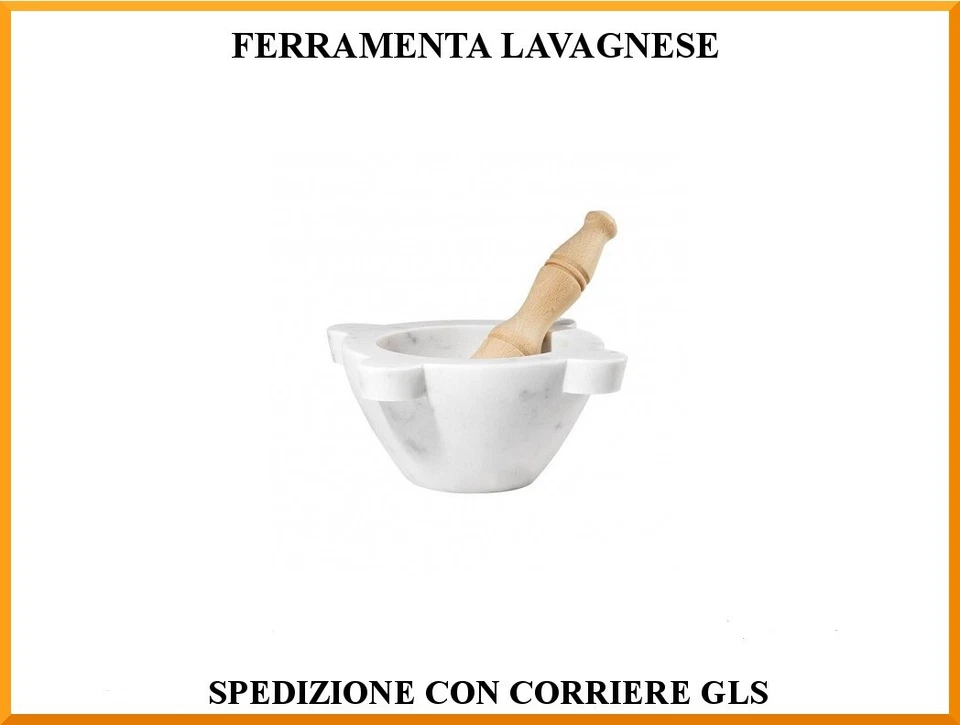 Mortaio da cucina in marmo di Carrara artigianale diametro utile da 4.5 a 13 cm - Immagine 1 di 1