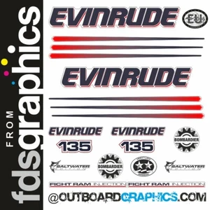 Evinrude 135hp Ficht outboard engine decals/sticker kit (white cowl) - Picture 1 of 1