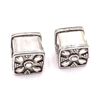 11mm .925 Bali Sterling Silver Square Shape beads Jewelry Making Finding - Image 1 of 4