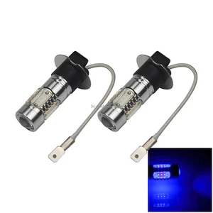 2x Blue RV H3 Front Blub Turn Lamp 5 Emitters COB SMD LED PK22s/r H062 - Picture 1 of 5