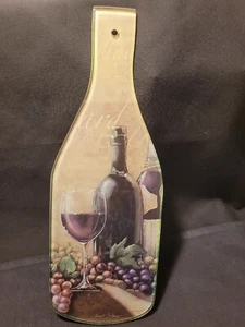 Cheese Serving Plate Counter Art Glass Wine & Grape Decor - Picture 1 of 5