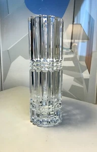 Mid-Century Modern Heavy Vertical Cut Crystal Vase 11.5" - Picture 1 of 8