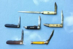Knife Knives LOT Mixed Estate Find ASIS Mix USA Advertising Unusual Old bag3 WF - Picture 1 of 9