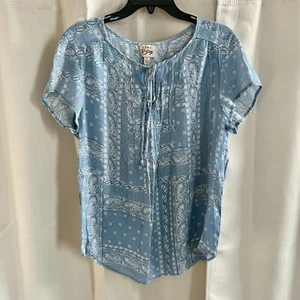 Coco Vintage Womens Top Size XL Blue Bandana Print Western Boho Y2K 17737 - Picture 1 of 9