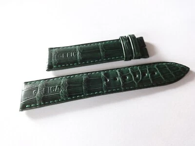 Gérald Genta OEM Genuine Allig. strap Green matt light padded 20mm New nice - Image 1 of 3