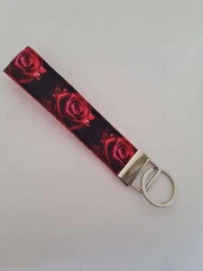 Red rose print key fob wristlet / handbag accessory - Picture 1 of 1