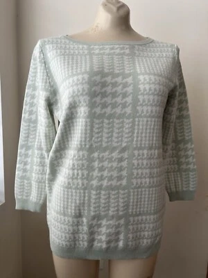 Suéter tejido manga 3/4 verde menta blanco mediano Ann Taylor Factory para mujer nuevo sin etiquetas  Foto 1 de 4