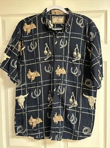 Bit & Bridle Outfitters Sz Large 100% Cotton Short Sleeved Button Down Western - Picture 1 of 8