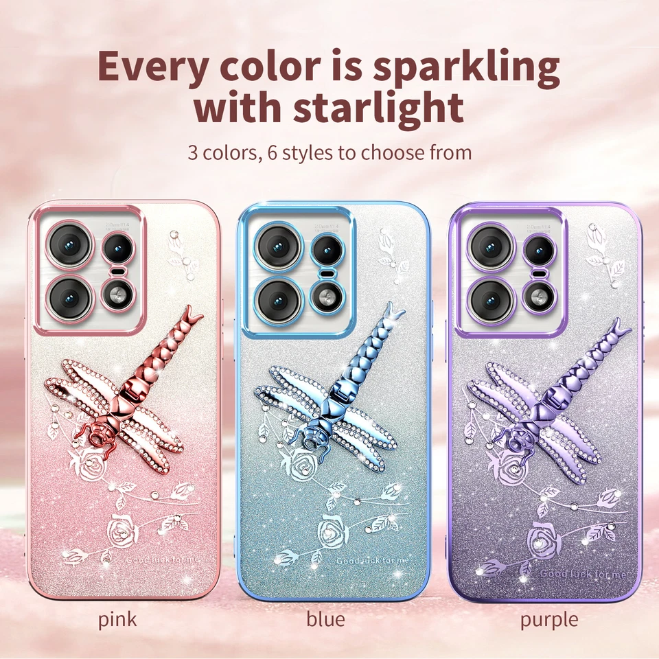 For Motorola Edge 50 Pro, Fashion Bling Glitter Pattern Clear Soft Case Cover - Image 1 of 4