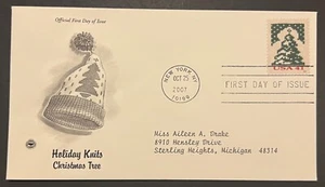 HOLIDAY KNITS XMAS TREE OCT 25 2007 NEW YORK NY ARTCRAFT FIRST DAY COVER (FDC) - Picture 1 of 1