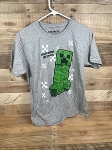 Minecraft Mojang Creeper 2021 Boys (M) Gray T Shirt Cotton Short Sleeve Tee NWT - Picture 1 of 5