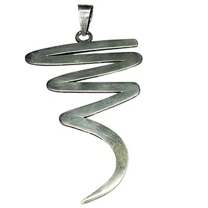 Vtg Mexico Zigzag Swirl Tornado Silver Necklace Pendant Marked MEXICO TM-238 - Picture 1 of 13