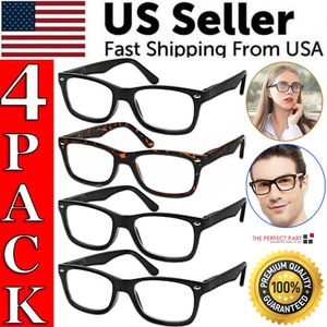 Mens Womens Reading Glasses 4 Pairs Unisex Classic Retro Style Readers All Power - Picture 1 of 14