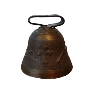 Campana Antigua Castillo Francés De Joux Cruz Campana Bronce Vaca Oveja  - Imagen 1 de 16