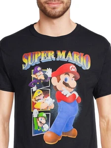 NEU - Herren Nintendo SUPER MARIO Classic Videospiel Grafik T-Shirt, Schwarz, M - Bild 1 von 5