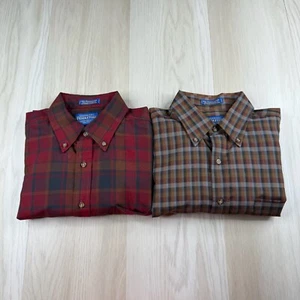 Lot Of 2 Pendleton Sir Pendleton Mens Multicolor Plaid Button Down Shirt Size L - Picture 1 of 22