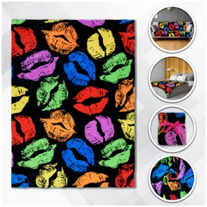 Colorful Kisses Blanket Soft Plush Blanket Valentine's Blanket 50x60in - Picture 1 of 8